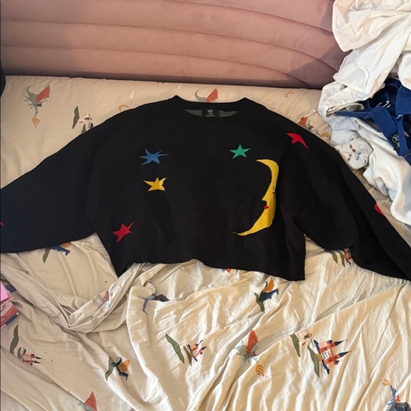 Dressed in LALA Black Sweater with Colorful Stars and Moon - Picture 1 of 3